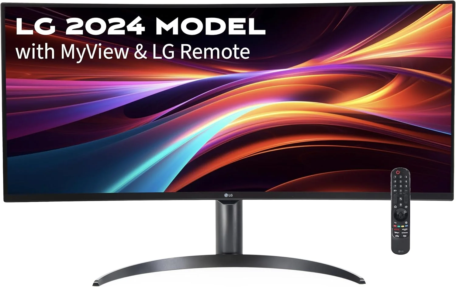 LG 34" Curved WQHD VA Black Monitor with Built-in Speaker, (3440x1440) 100Hz, 5ms, Ultrawide MyView Streaming, Airplay2, Magic Remote, 34SR65QC-B WebOS 2024 Model (Renewed)