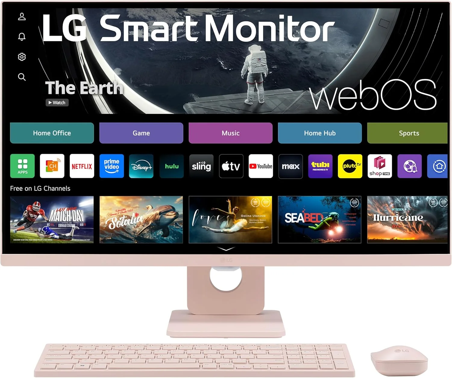 LG 27SR5BF-P 27-inch FHD (1920x1080) Smart Monitor with Streaming TV, webOS, Wireless Keyboard, Mouse, HDR10, IPS Display, webOS, Speaker, ThinQ App, Remote Control, Pink
