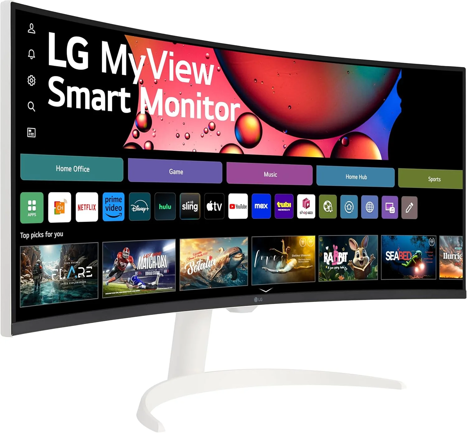 LG 34SR63QA-W 34 inch Smart Curved Monitor with Streaming TV, QHD 1440p, UltraWide Screen, USB Type-C 65W PD, 1800R, webOS, HDR10, 100Hz, Built-in Speaker, AirPlay2, Screen Share, Bluetooth, White LG 34SR63QA-W 34 inch Smart Curved Monitor with Streaming TV, QHD 1440p, UltraWide Screen, USB Type-C 65W PD, 1800R, webOS, HDR10, 100Hz, Built-in Speaker, AirPlay2, Screen Share, Bluetooth, White