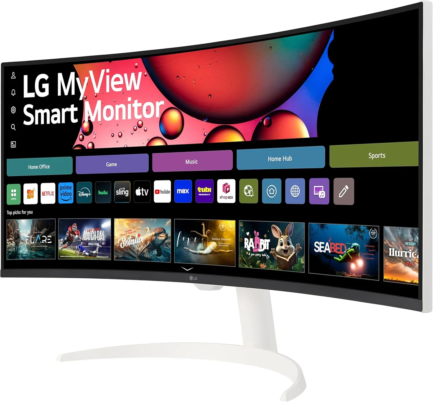 LG 34SR63QA-W 34 inch Smart Curved Monitor with Streaming TV, QHD 1440p, UltraWide Screen, USB Type-C 65W PD, 1800R, webOS, HDR10, 100Hz, Built-in Speaker, AirPlay2, Screen Share, Bluetooth, White LG 34SR63QA-W 34 inch Smart Curved Monitor with Streaming TV, QHD 1440p, UltraWide Screen, USB Type-C 65W PD, 1800R, webOS, HDR10, 100Hz, Built-in Speaker, AirPlay2, Screen Share, Bluetooth, White