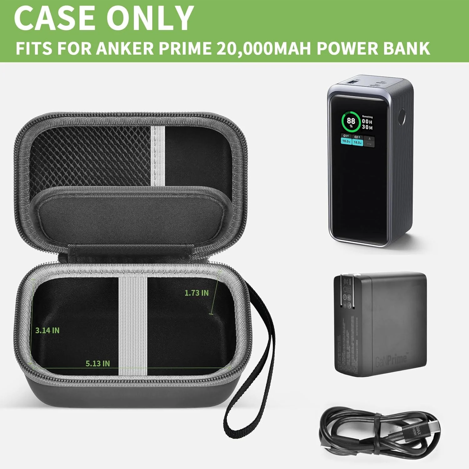 Case Compatible with Anker Prime Power Bank 20,000mAh Portable Charger with 200W Output, Battery Pack Power Station Organizer, Hold Charging Cable and USB C Charger for iPhone, for Samsung (Box Only) Case Compatible with Anker Prime Power Bank 20,000mAh Portable Charger with 200W Output, Battery Pack Power Station Organizer, Hold Charging Cable and USB C Charger for iPhone, for Samsung (Box Only)