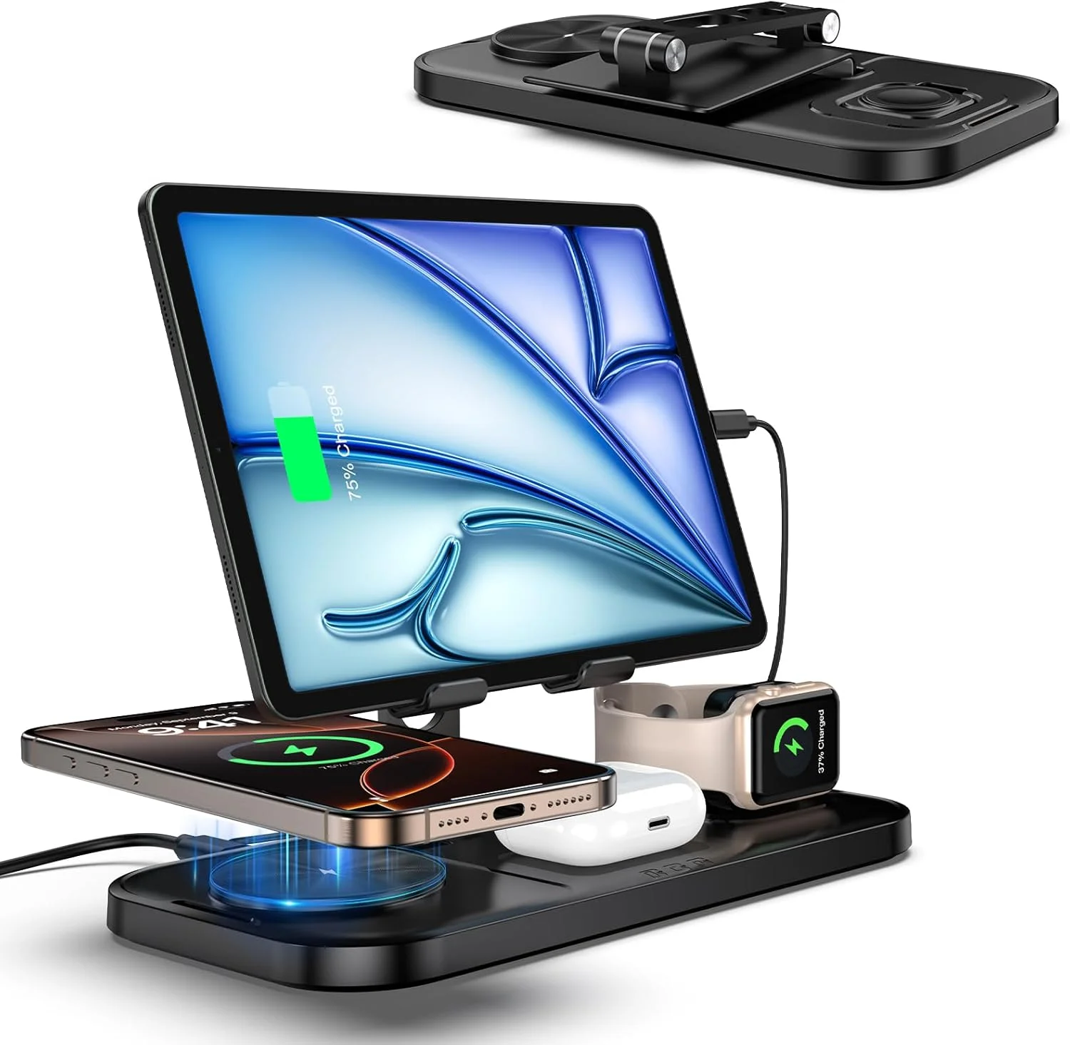 Charging Station for Apple Multiple Devices, Wireless Charger for iPhone 16 15 14 Pro Max, Wired Charger for iPad Charging Station, Charger Stand for iwatch 9/8, Multi Charger Station for AirPod Pro 3
