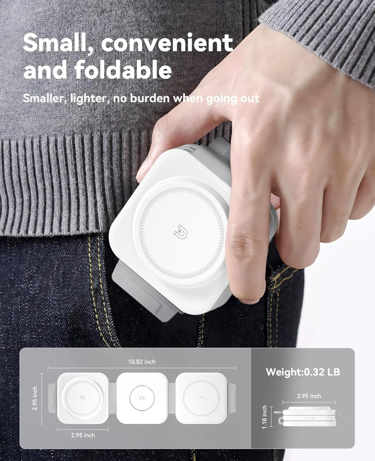 3 in 1 Charging Station for Apple Multiple Devices, Foldable Magnetic Fast Wireless Charger Dock, Travel Charging Pad for iPhone 17 16 15 14 13 12 Pro Max Plus Apple Watch Series & AirPods 4/3/2/Pro