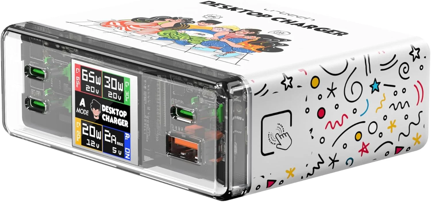 ChargieBuddy CB-130 130W GaN Pro Desktop Charger - Interactive Character Display with Touch Control, 4-Port USB-C Fast Charging Station for MacBook Pro, iPhone 15, iPad, Samsung Galaxy, Gaming Setup