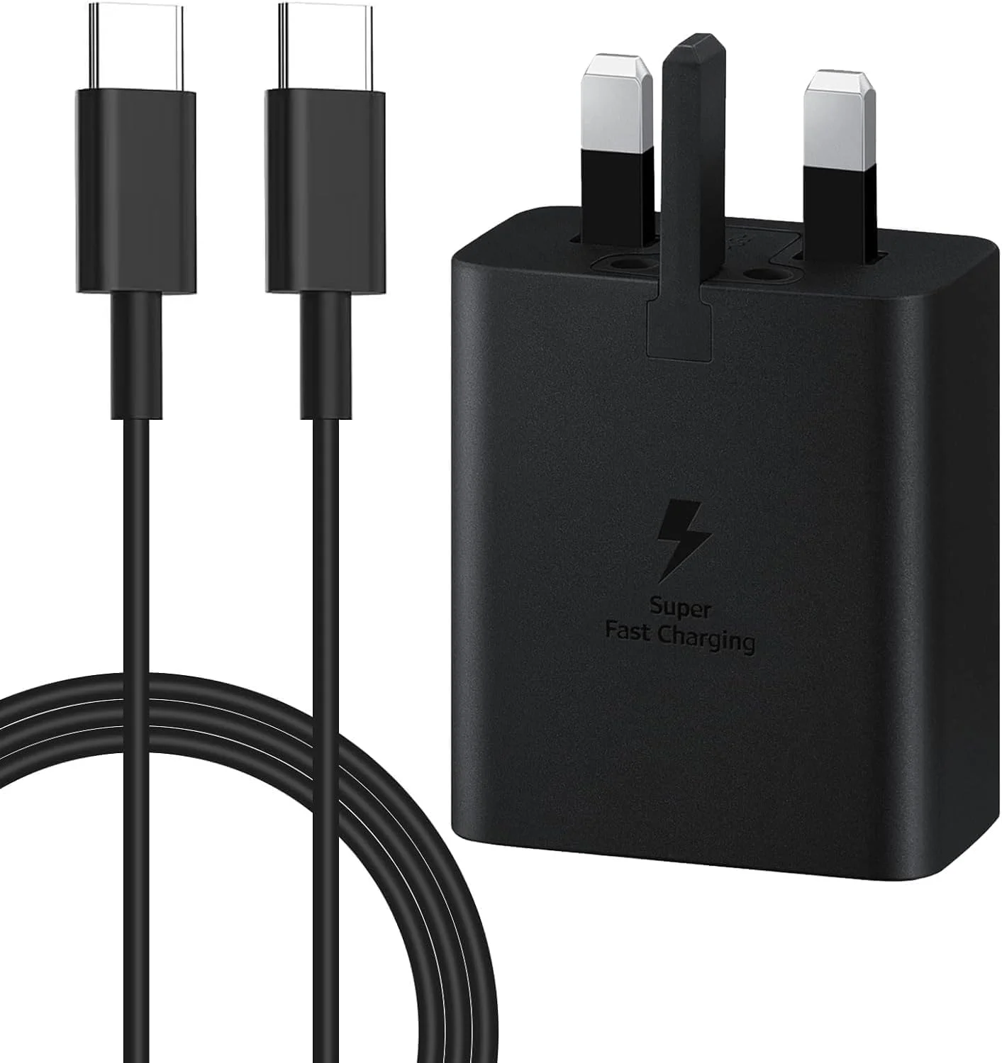 Fast Charger 45 Watts for Samsung Type C with Charging Cable for Galaxy S25 ultra S24 S23 S22 S21 A55 A55 A54 Z Flip5 4 Z Fold5 4 Tab S9 Travel Adapter for iphone 15&16 Series
