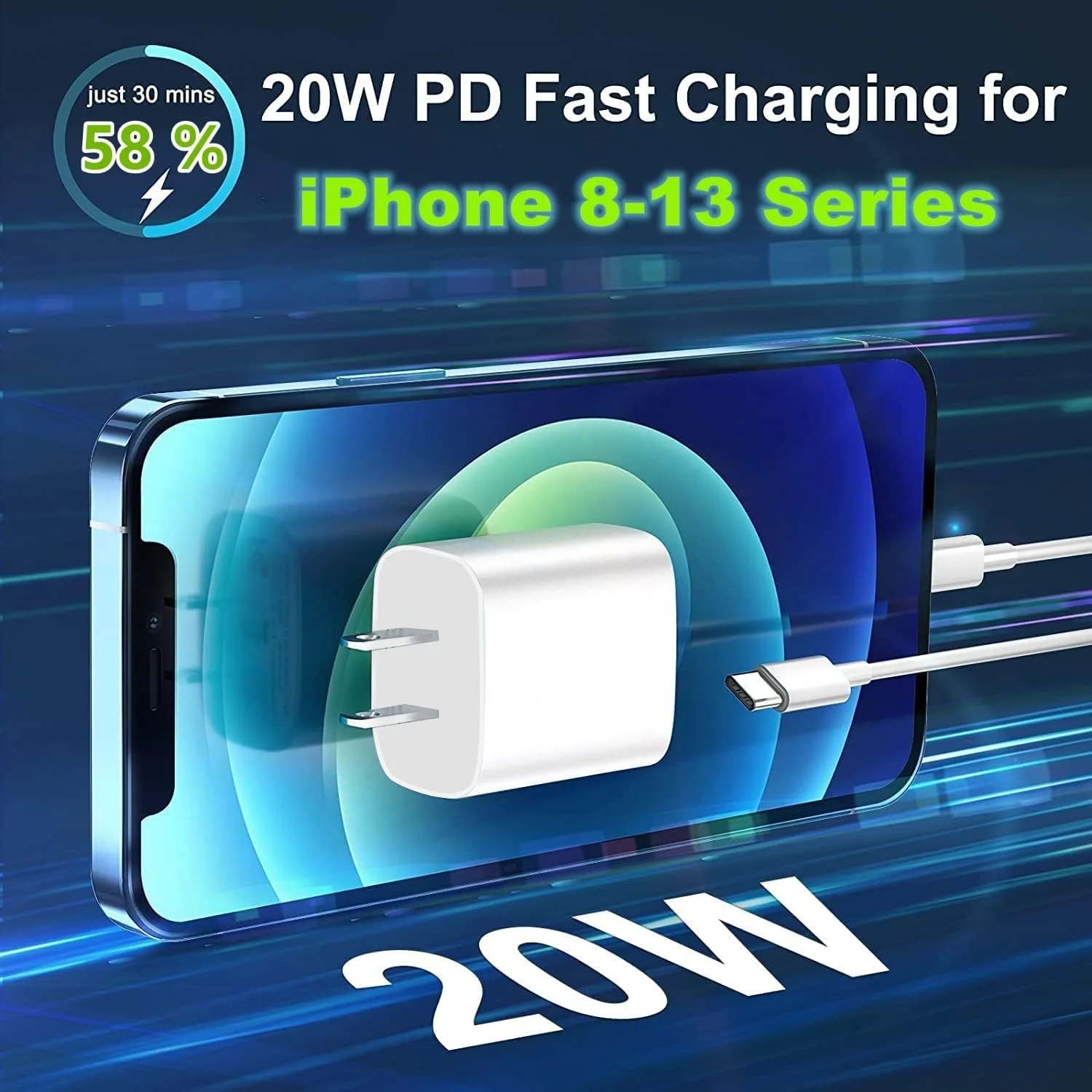 iPhone Fast Charger Cable,Fast Charger iPhone 20W PD USB C Wall Charger Type C Power Adapter Lightning Cable Fast Charging Plug Compatible with iPhone14/13 Pro/12/11/XS/Max/XR/X/8 Plus/SE 2022,iPad