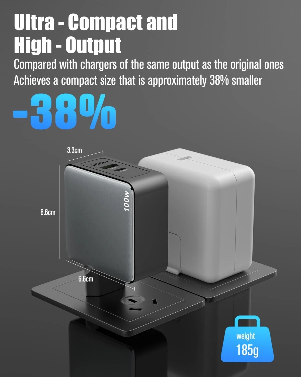 USB C+A 100W Charger Compatible with 2 Ports C+A GaN with Mac Book Pro 16,15,14,13 inch MacBook Air/Pro iPhone15/Pro/14/Pro, Galaxy S23, Note20 (Grey)