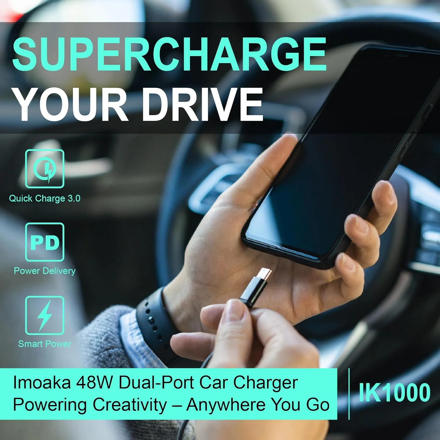 Car Charger 48W With Built-in 30W USB, Car Charger Type C Fast Charging 2C1A USB Super Fast iPhone Adapter, for iPhone 16 Series, MacBook Pro/Air, Samsung S25 Ultra