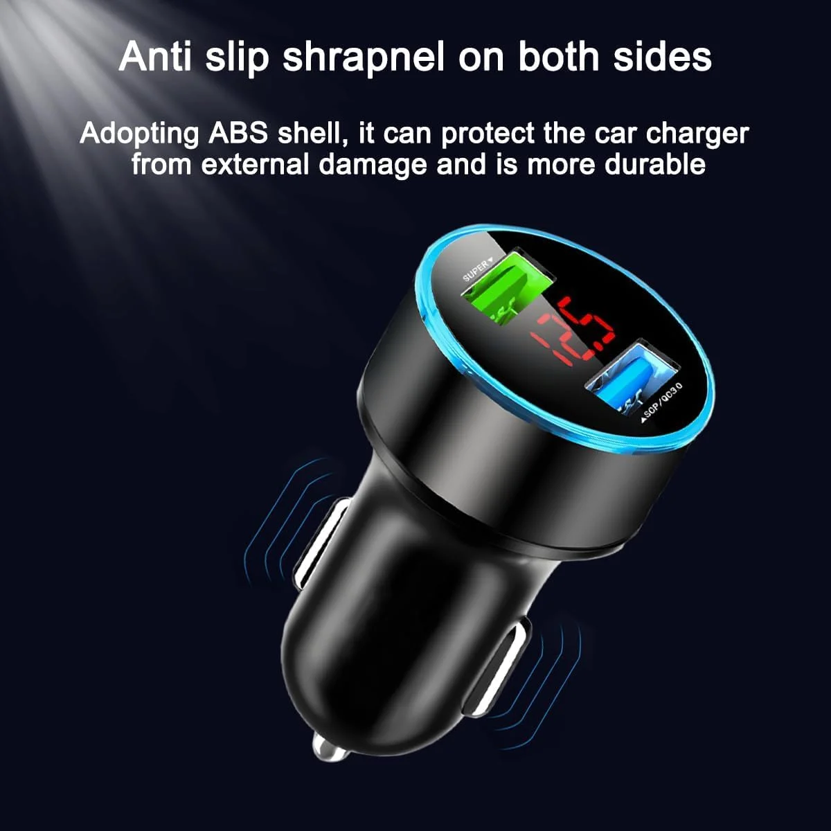 100W Dual USB Car Charger Adapter with LED Voltmeter, Fast Charging, Compatible with iPhone, Samsung, iPad and More