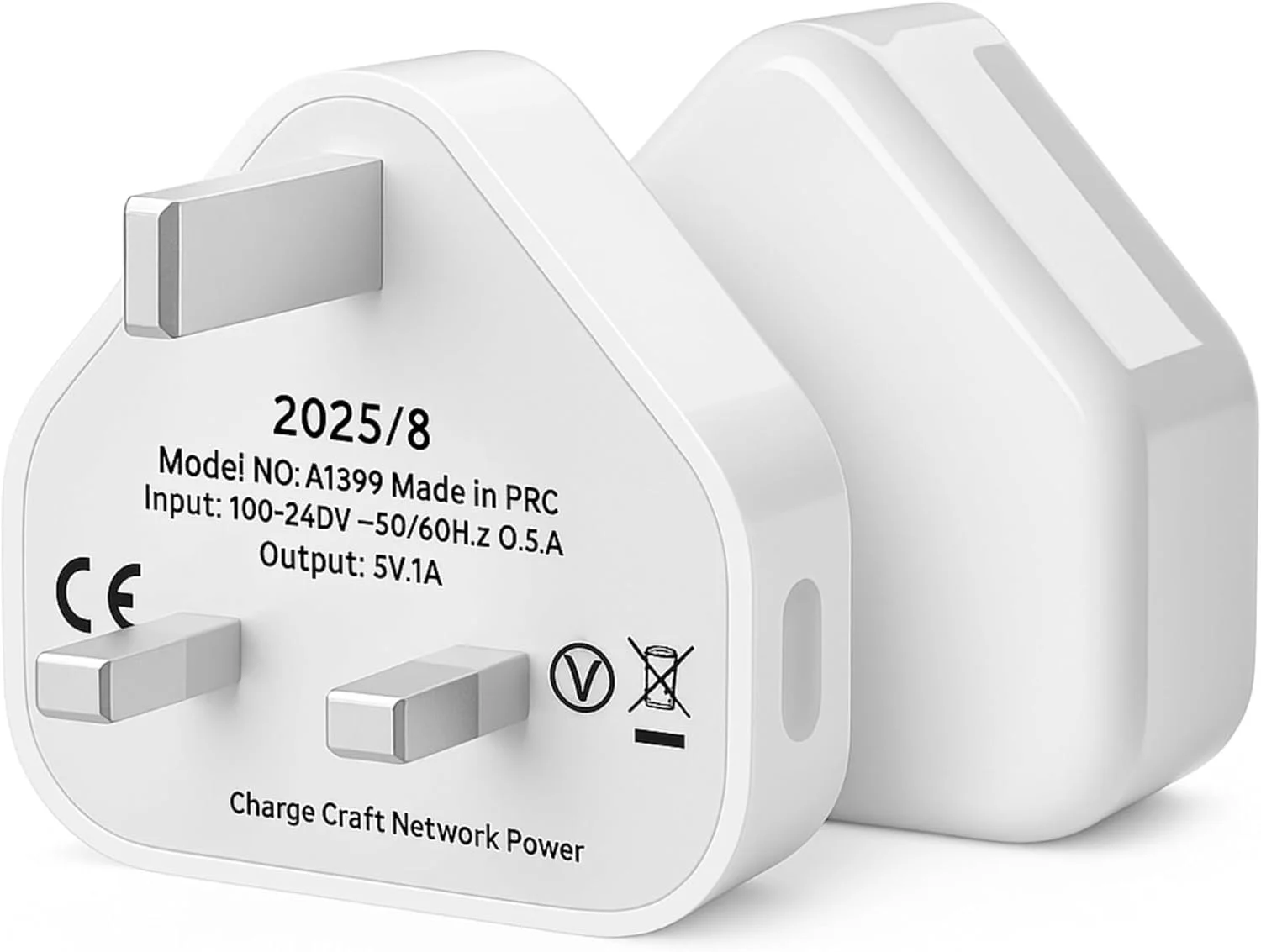 5V UK USB Mains Charger Plug Adaptor 1A/1000mAh, 3 Pin Plug,100-240V Worldwide Voltage Fast & Safe Charging for Phones, Tablets | Compact and Reliable Universal Travel etc (Pack Of 2)