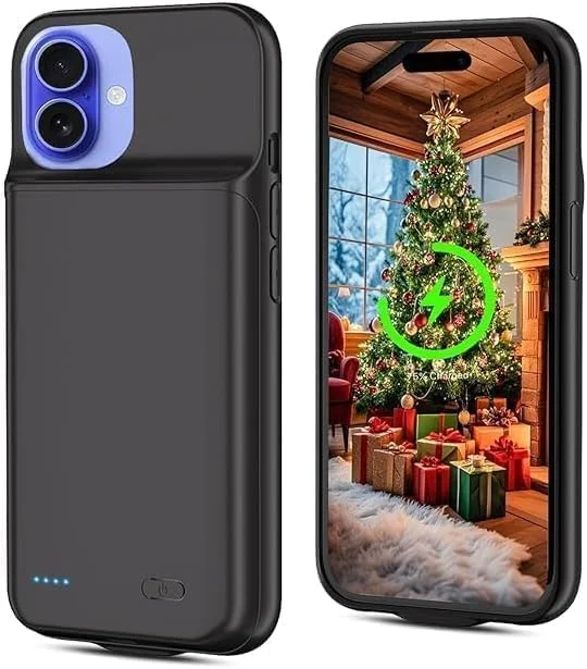 (7000mAh) Battery Case For iPhone 16, & New Upgrade High Capacity Rechargeable Charging Case, Protective Portable Smart Backup Charger Cover For iPhone 16 (6.1" Inch/Black)