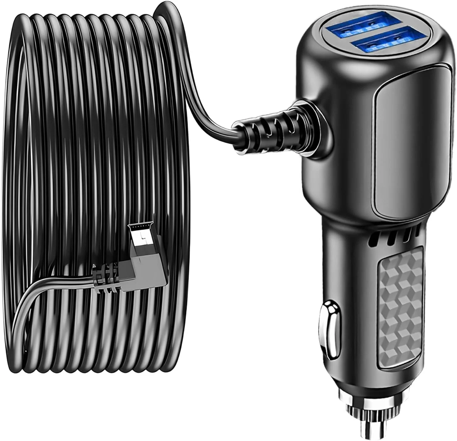 Car Phone Charger Adaptor Dash Cam Power Lead Cable 2 Port USB 3.5A 12V to 5V Supply Adapter with Straight Mini USB Connector for Dash Cam GPS Navigation DVR Compatible with iPhone Samsung Galaxy