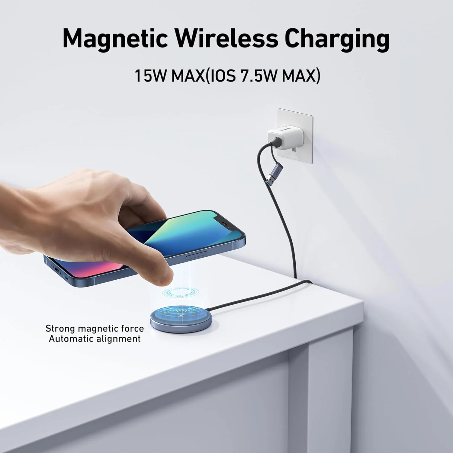BENFEI MagGo Magnetic Wireless Charger (Pad), MagSafe Compatible, 15 W Fast Charger, for iPhone 16/16 Pro/16 Plus/16 Pro Max/iPhone 15 Pro Max Plus/iPhone 14 13 12 Series