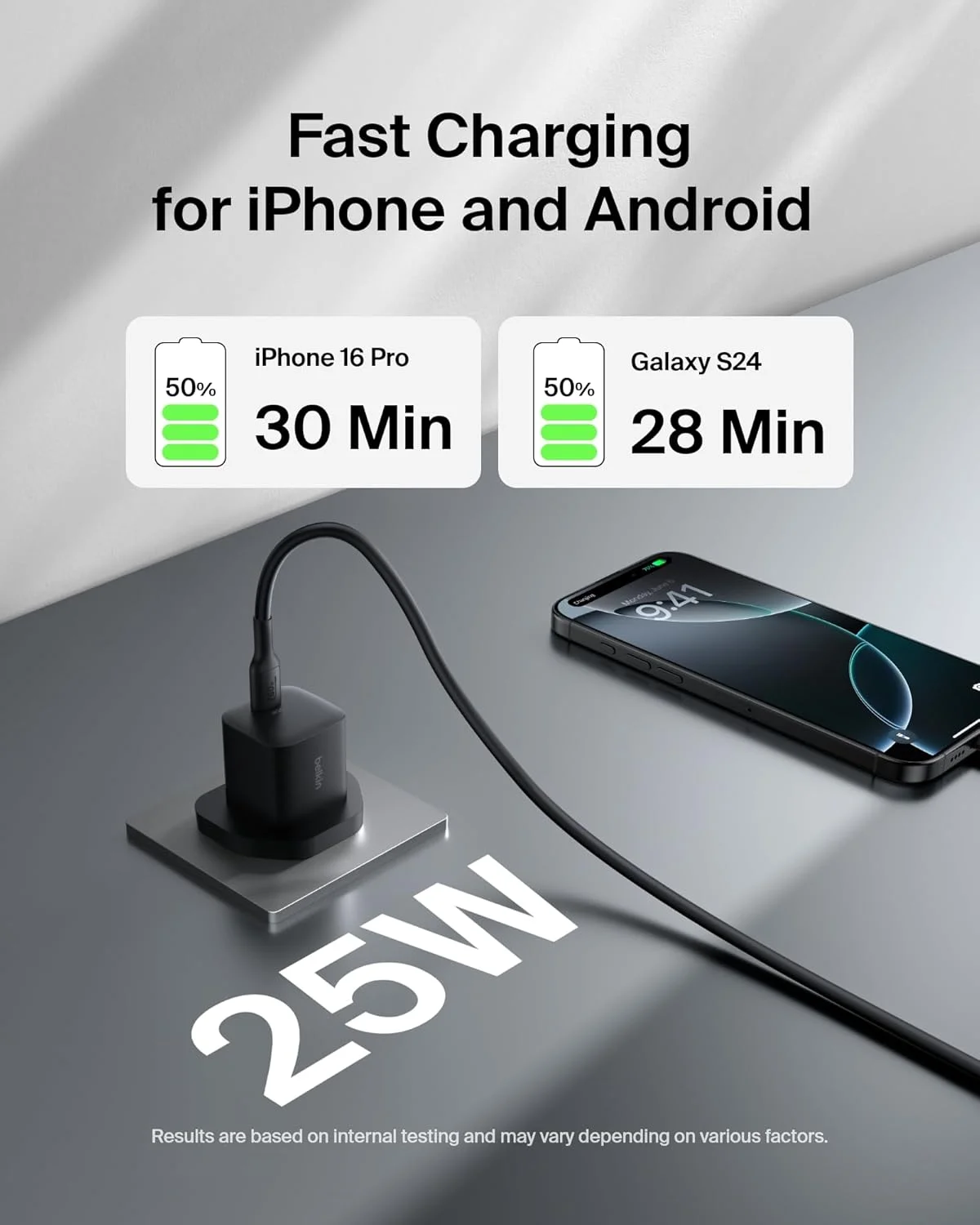 Belkin USB-C Plug 25W with 60W USB-C Cable (3.3ft, 1M) - Phone Charger PD 3.0 Fast Charging with PPS for Apple iPhone 17, Air, 16, Samsung Galaxy S25, Pixel 10, Nintendo Switch, & More - Black Belkin USB-C Plug 25W with 60W USB-C Cable (3.3ft, 1M) - Phone Charger PD 3.0 Fast Charging with PPS for Apple iPhone 17, Air, 16, Samsung Galaxy S25, Pixel 10, Nintendo Switch, & More - Black