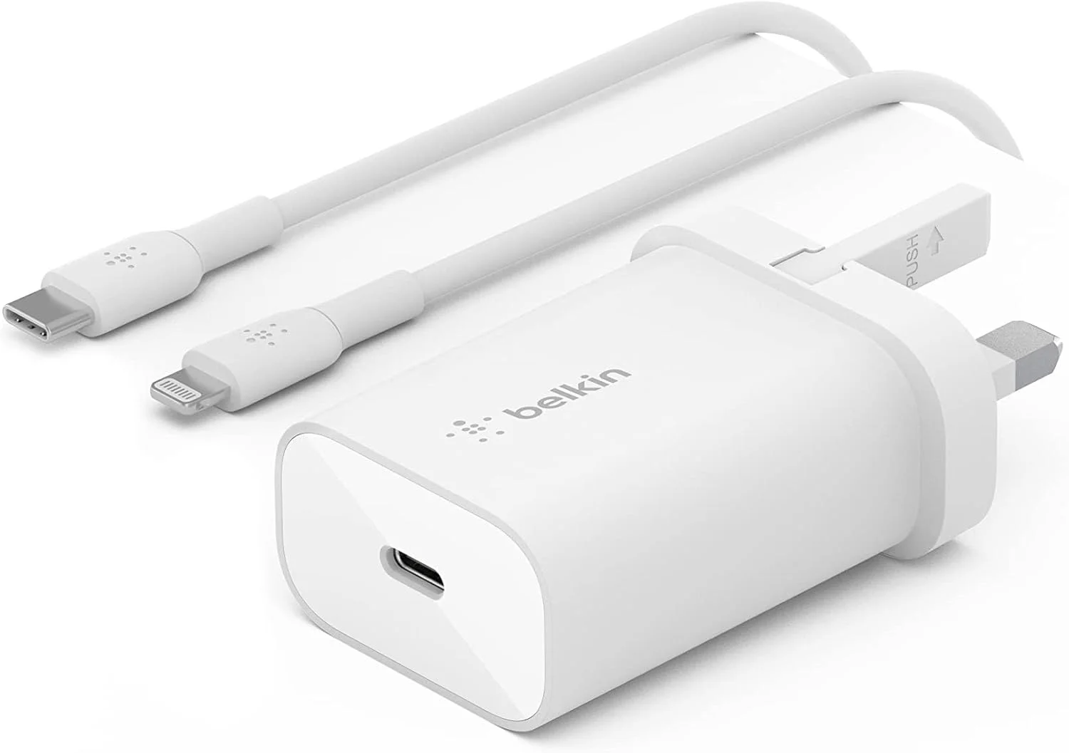 Belkin 25W Power Delivery USB C PPS Wall Charger with Included USB-C to Lightning MFi Cable, USB Type C PD Power Adapter PPS enabled fast charger for iPhone 13, 12, Pro, Pro Max, Mini, and More