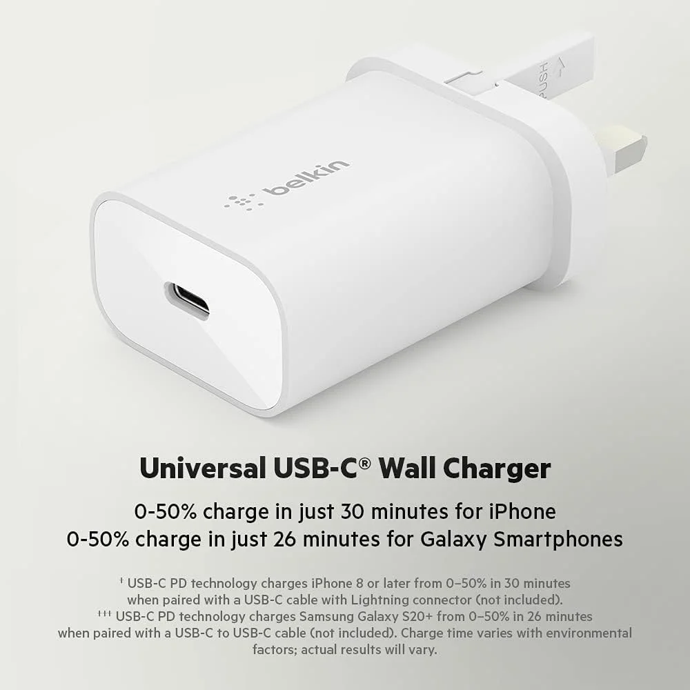 Belkin 25W Power Delivery USB C PPS Wall Charger with Included USB-C to Lightning MFi Cable, USB Type C PD Power Adapter PPS enabled fast charger for iPhone 13, 12, Pro, Pro Max, Mini, and More Belkin 25W Power Delivery USB C PPS Wall Charger with Included USB-C to Lightning MFi Cable, USB Type C PD Power Adapter PPS enabled fast charger for iPhone 13, 12, Pro, Pro Max, Mini, and More