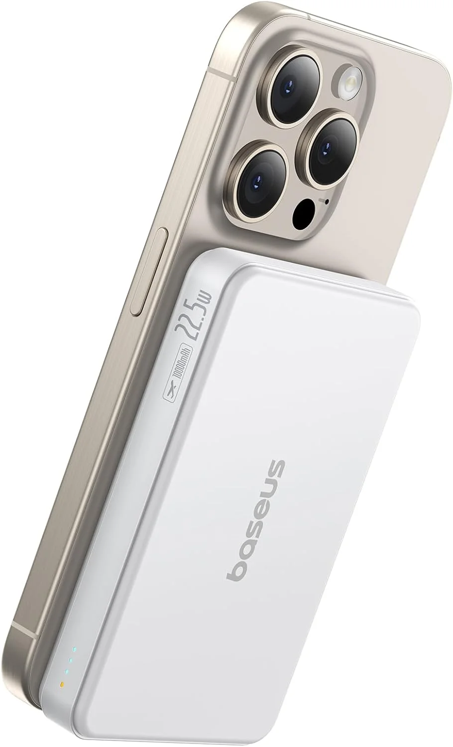Baseus Airpow Ⅱ Qi2 10000mAh MagSafe Power Bank, 15W Wireless Charger, 22.5W USB-A + 20W USB-C PD, for iPhone 12–16, Samsung, Compact Battery Pack, Airline Approved – White