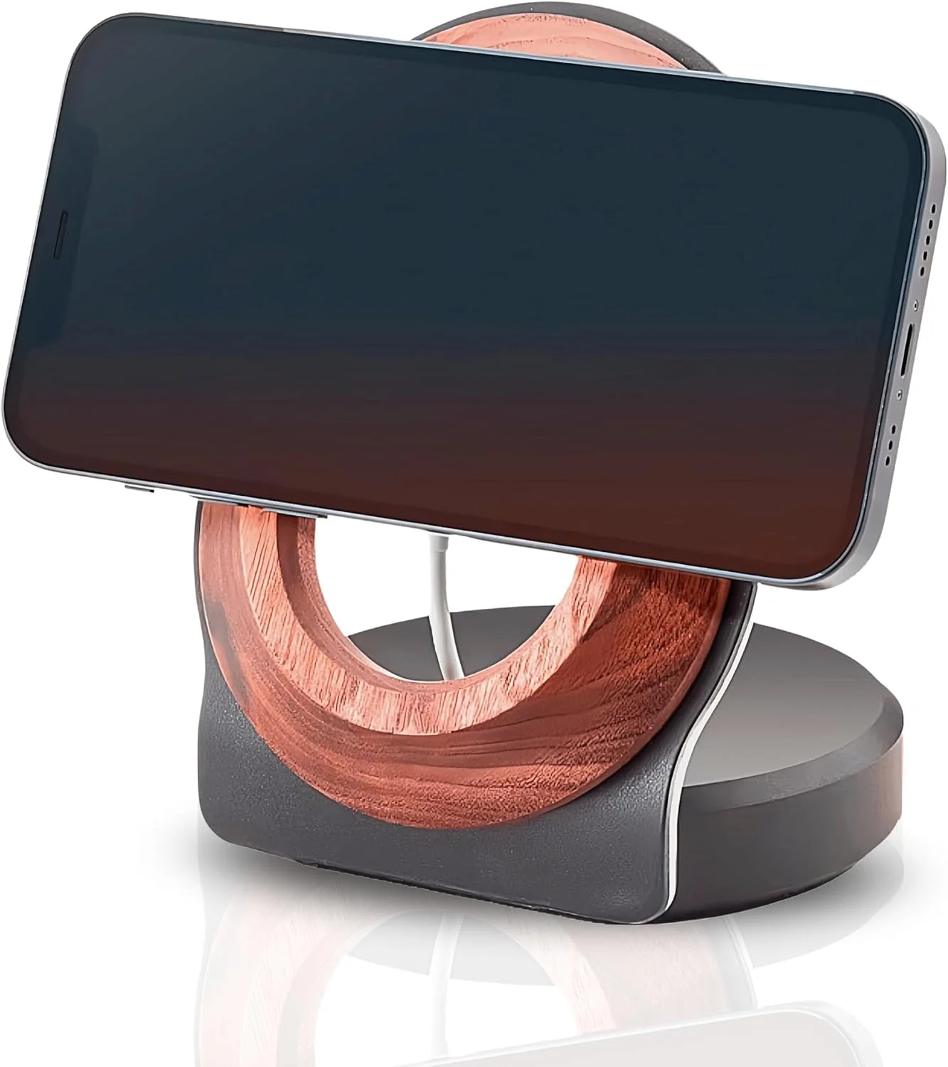 Azonee Phone Stand for Magsafe - Wireless Charging Dock, for Magsafe Charger Holder & Desk Organizer, Foldable Phone Holder for iPhone, iWatch, AirPods, Walnut Wood, Desk Accessories