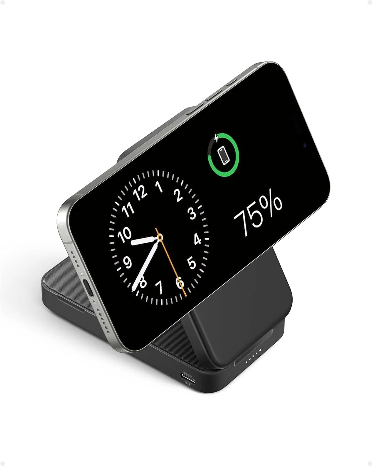 پاور بانک انکر، شارژر قابل حمل Qi2 با گواهی 15 واتی فوق سریع سازگار با MagSafe، بسته 6600 میلی آمپر ساعتی با پایه قابل تنظیم و تاشو، برای سری آیفون 17/16/15 (شامل کابل USB-C)