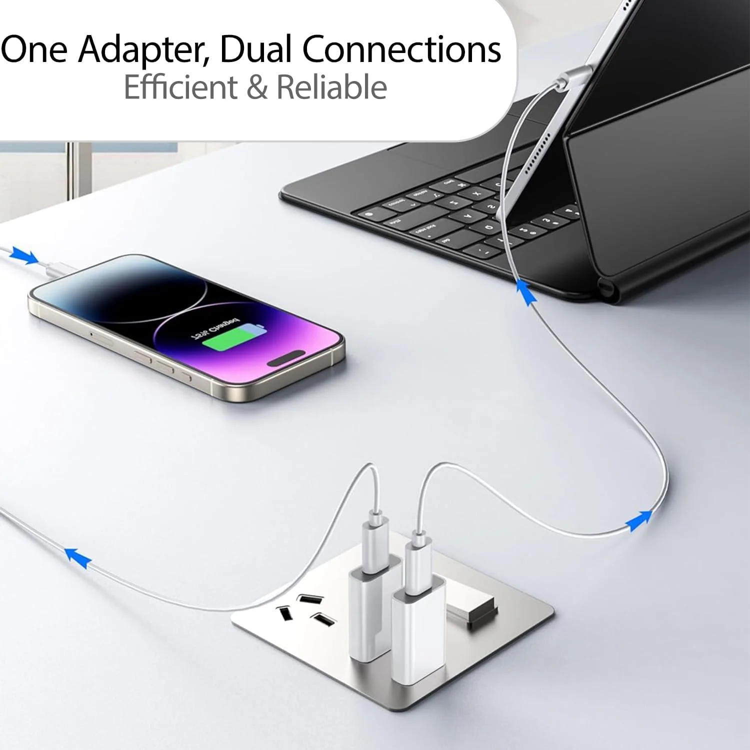 آداپتور USB C، تبدیل کننده شارژر USB-C ماده به USB نر برای MagSafe Watch 10 9 8 7 SE Ultra iPhone 16 15 14 13 Mini Pro Max iPad Samsung Galaxy Pixel CarPlay سفید 2 عددی