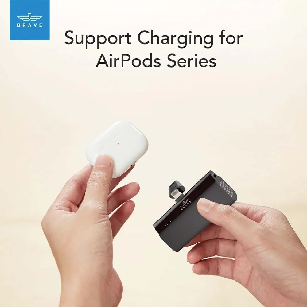 پاور بانک کوچک Brave با ظرفیت 5000 میلی آمپر ساعت، شارژ سریع PD 20W، شارژر قابل حمل و بسته باتری سازگار با iPhone 14 Pro/14 Pro Max /14/13 Pro/13 Pro Max/12 Pro/XR/X/8/7/6، iPad، AirPods (BP-12) - مشکی