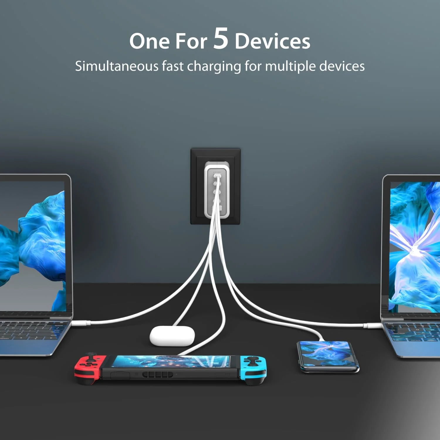 شارژر 100 واتی GaN با 5 پورت USB-C شارژر 100 واتی GaN با 5 پورت USB-C