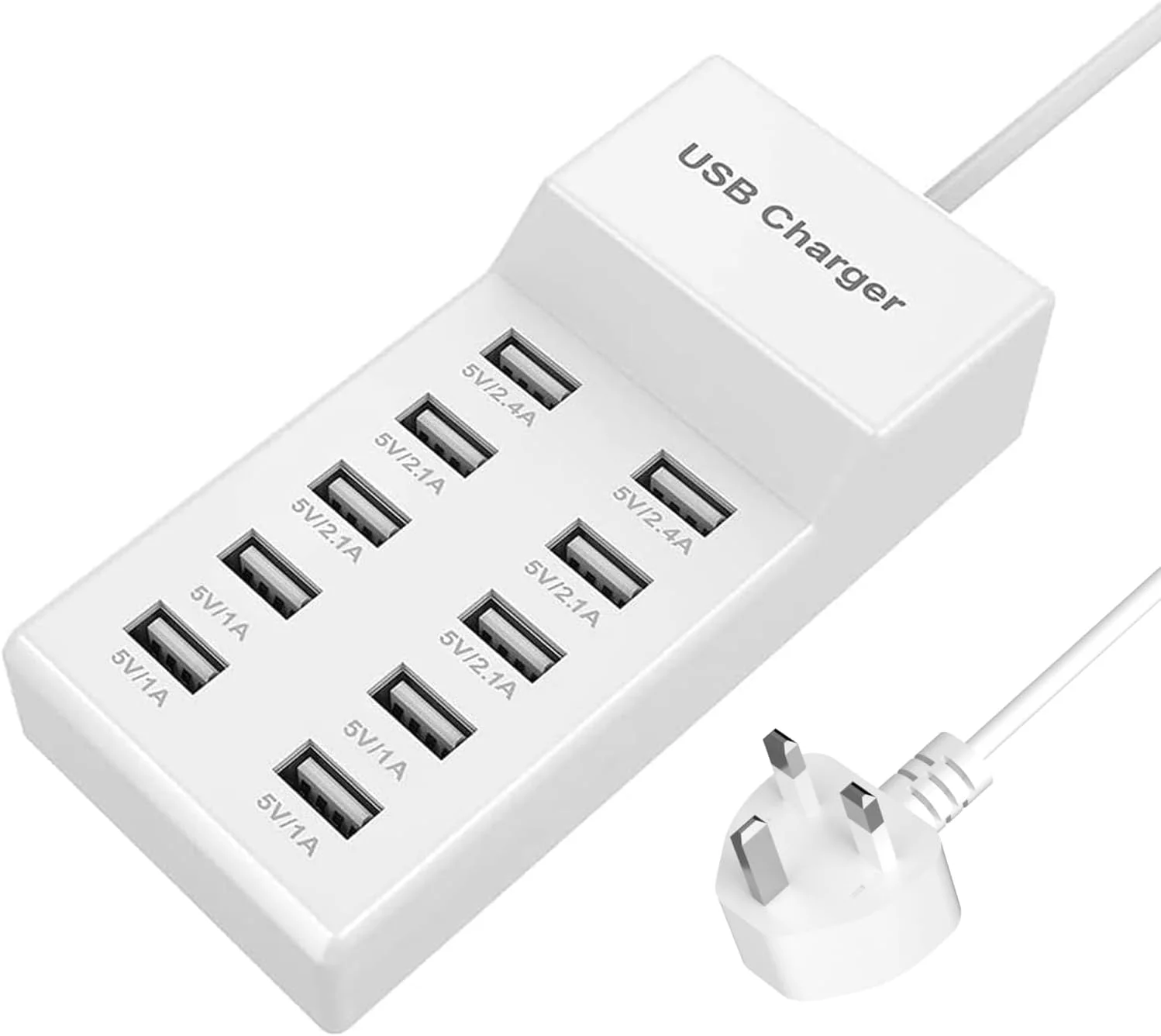 ایستگاه شارژ USB ده پورت - هاب شارژ سریع 40 واتی برای آیفون 16/15/14، سامسونگ گلکسی S24/Z Fold، آیپد و غیره - داک شارژ چند دستگاهی برای تلفن/تبلت/ساعت های هوشمند (سفید) ایستگاه شارژ USB ده پورت - هاب شارژ سریع 40 واتی برای آیفون 16/15/14، سامسونگ گلکسی S24/Z Fold، آیپد و غیره - داک شارژ چند دستگاهی برای تلفن/تبلت/ساعت های هوشمند (سفید)