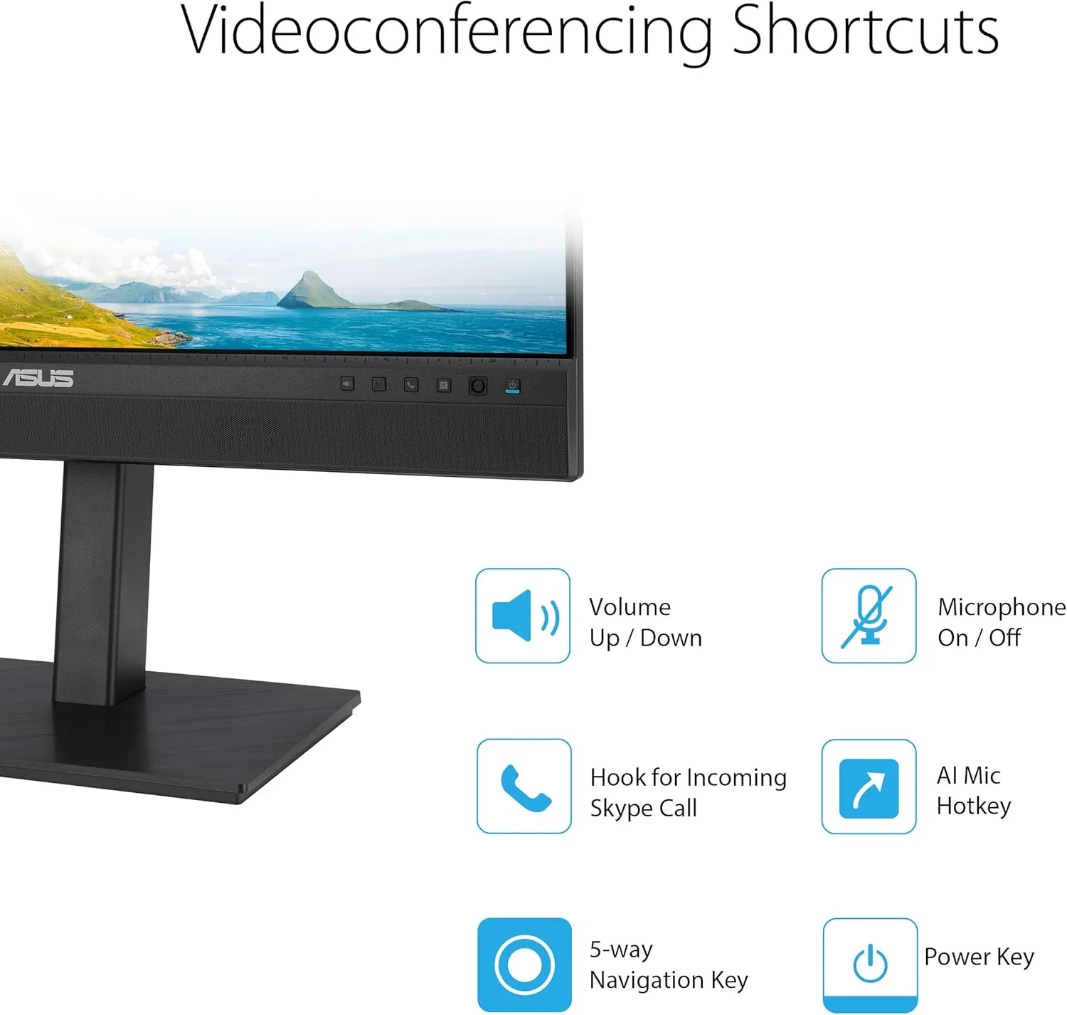 مانیتور وبکم ASUS BE24ECSNK – ۲۴ اینچ (قابل مشاهده ۲۳.۸ اینچ)، Full HD، IPS، بدون حاشیه، وبکم Full HD، آرایه میکروفون، حذف نویز هوش مصنوعی، دارای گواهی Zoom، نوردهی خودکار چهره، داکینگ USB-C، RJ45