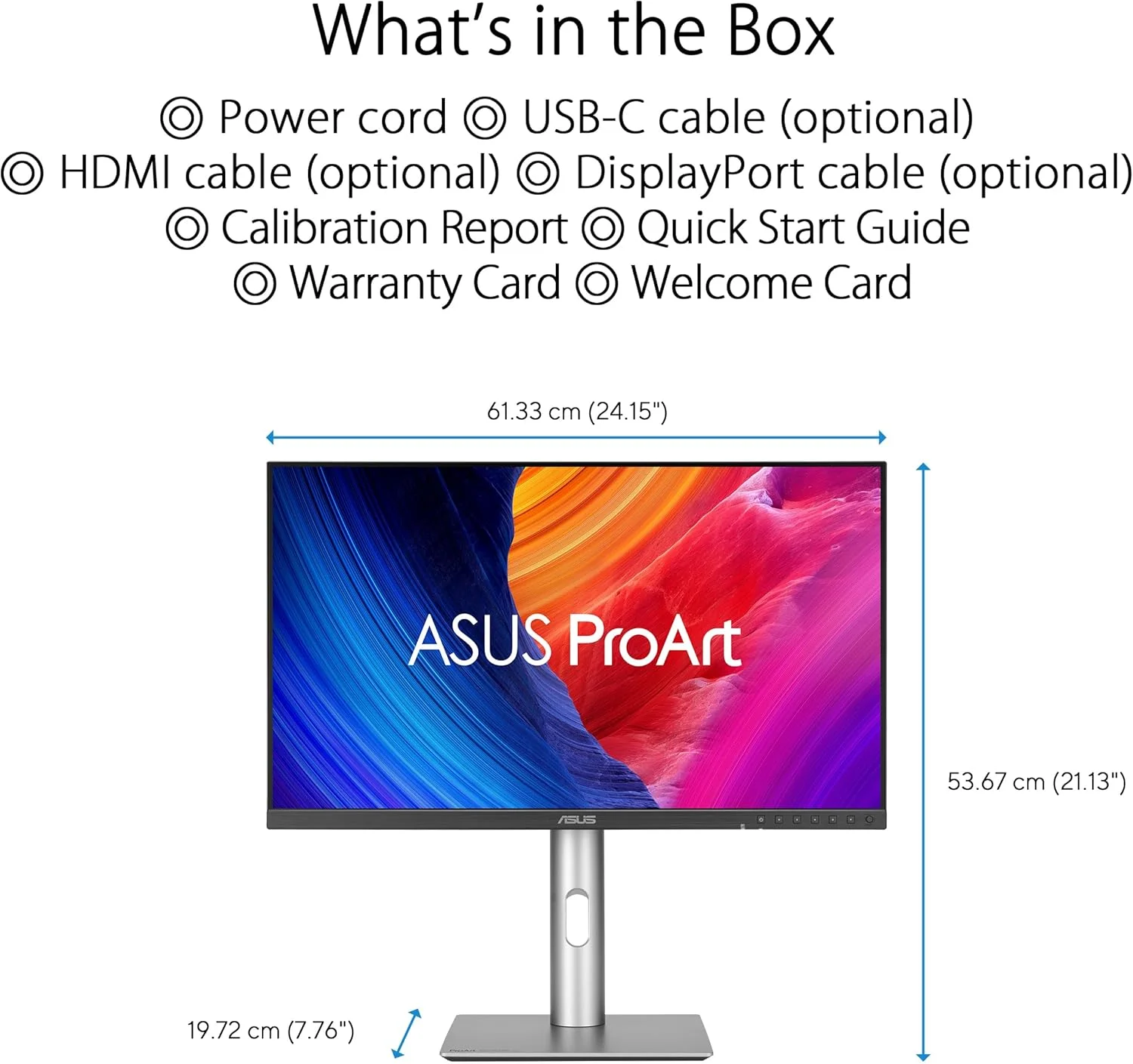 مانیتور حرفه ای 27 اینچی ASUS ProArt PA278CFRV - نسبت تصویر 16:9 IPS، 2560x1440، 100 هرتز - ارگونومیک، چرخش، Calman، دقت رنگ بالا، DisplayHDR 400 - DP Daisy Chain، HDMI، USB-C 96W، هاب USB، بلندگو