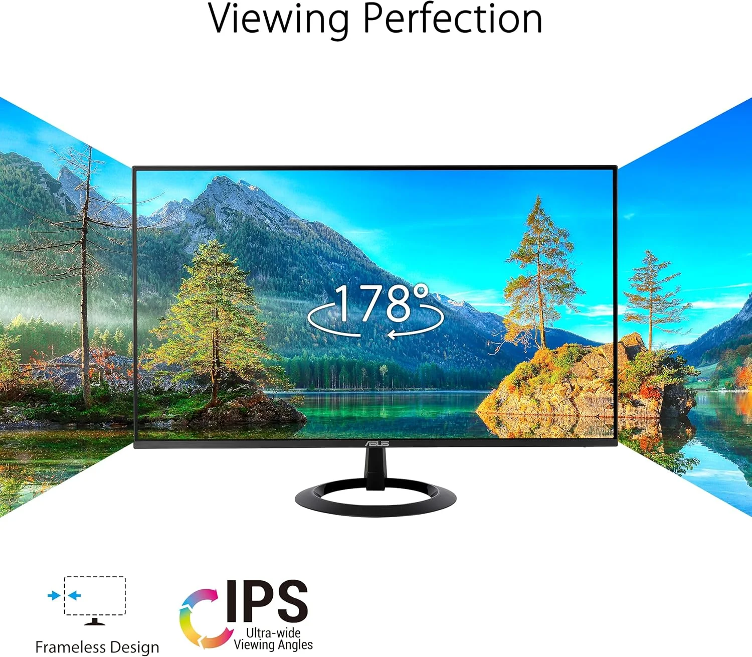 مانیتور 24 اینچی (23.8 اینچ قابل مشاهده) ایسوس مدل VZ24EHF - پنل IPS، رزولوشن Full HD (1920 x 1080)، بدون حاشیه، 100 هرتز، Adaptive-Sync، زمان پاسخگویی 1 میلی‌ثانیه، HDMI، نور آبی کم، بدون پرش تصویر، طراحی فوق‌العاده باریک