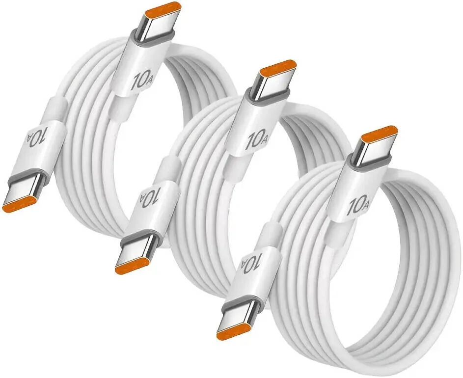 کابل شارژ سریع 120 واتی 10 آمپری PD دوگانه Type C سیم داده برای آیفون 15 و 16، سامسونگ، هواوی، شیائومی، پوکو، لنوو، گوگل پیکسل، تا طول 2 متر، 3 عدد