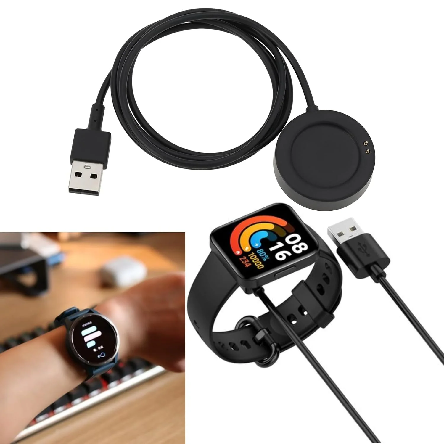 دو عدد کابل شارژر جایگزین ساعت هوشمند 100 سانتی متری USB، لوازم جانبی شارژر مغناطیسی سازگار با Xiaomi Watch 2 Pro مشکی دو عدد کابل شارژر جایگزین ساعت هوشمند 100 سانتی متری USB، لوازم جانبی شارژر مغناطیسی سازگار با Xiaomi Watch 2 Pro مشکی