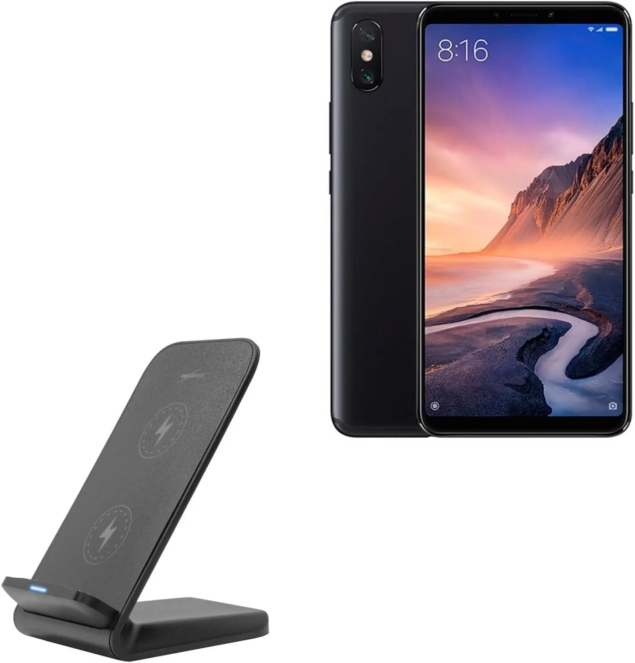 پایه شارژر بی سیم سریع BoxWave سازگار با Xiaomi Mi 9 5G (15 وات)، شارژ بی سیم Qi رومیزی - مشکی جت
