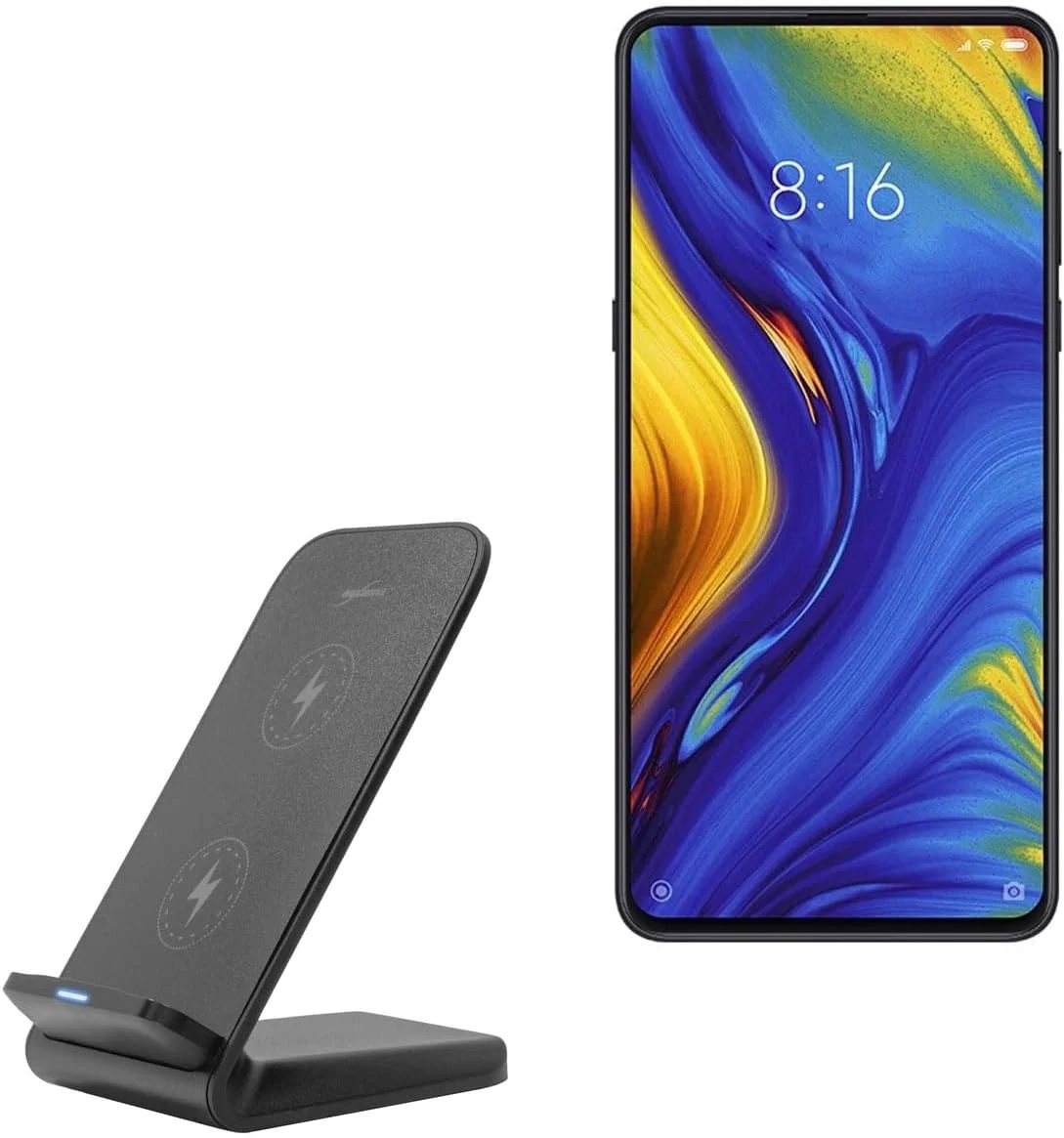پایه شارژر بی‌سیم سریع BoxWave سازگار با Xiaomi Mi Mix 3 (۱۵ وات) - شارژ بی‌سیم Qi رومیزی - مشکی جت