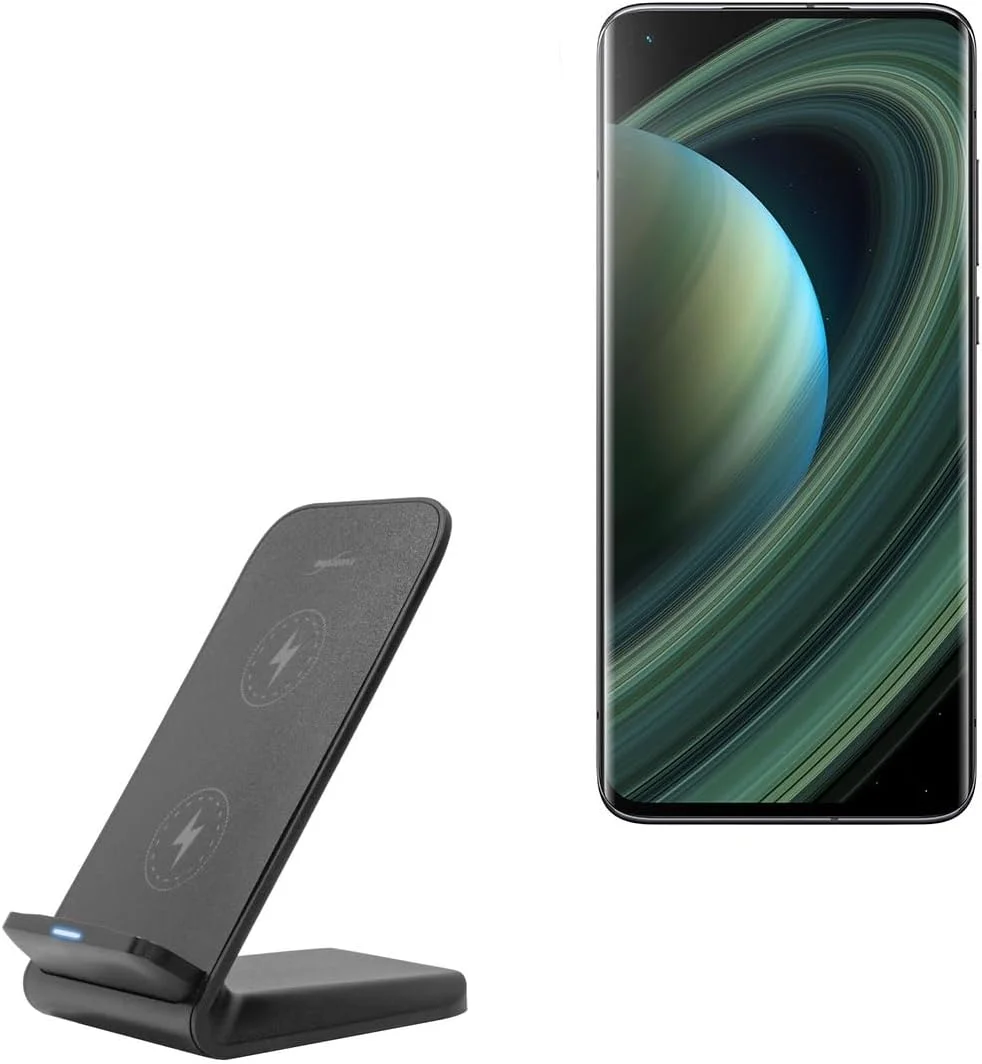 پایه شارژر بی‌سیم سریع BoxWave سازگار با Xiaomi Mi 10 Ultra (15 وات)، شارژ بی‌سیم Qi رومیزی - مشکی جت