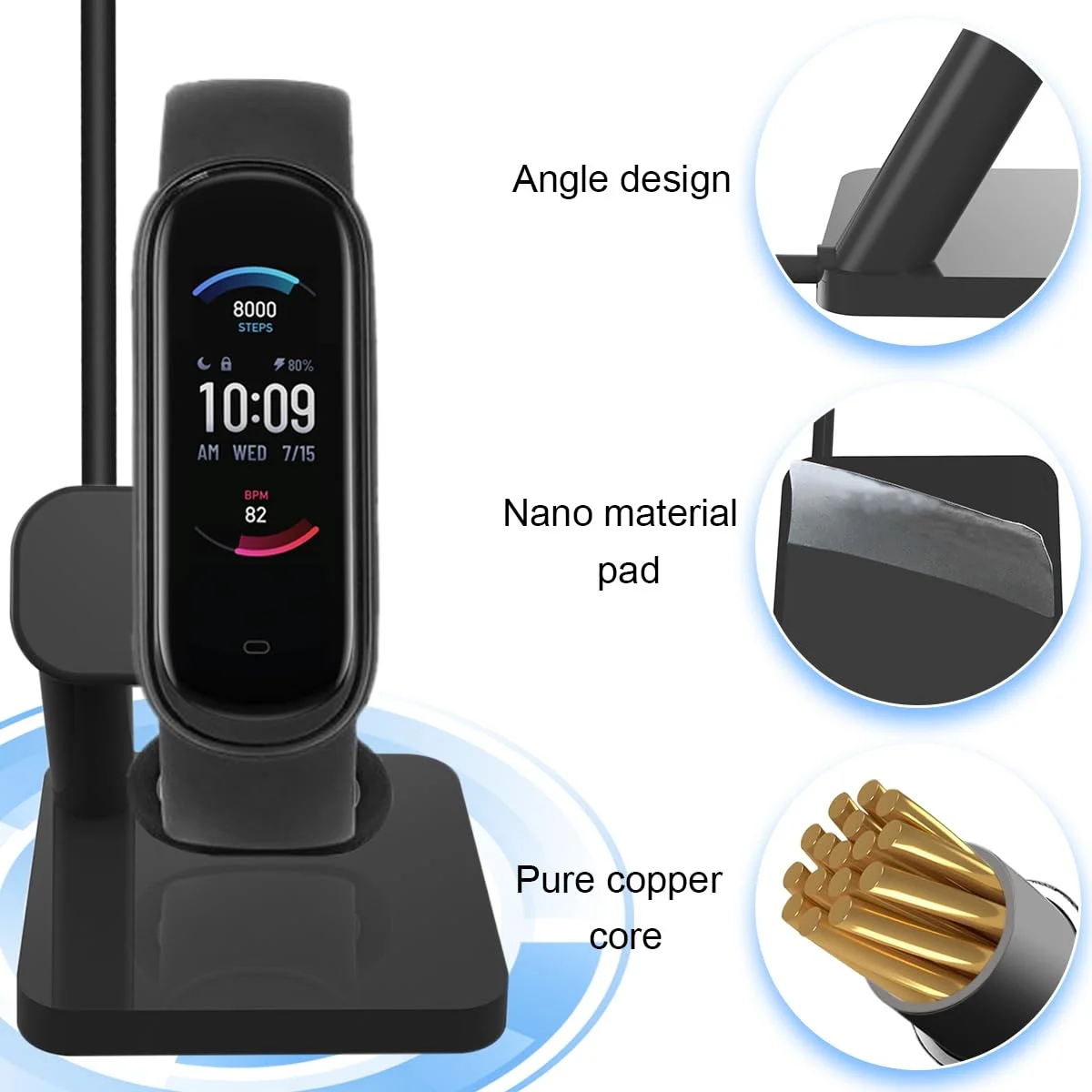 پایه شارژر برای دستبند آمازفیت بند 5 و ساعت شیائومی می بند 7/6/5، کابل شارژ مغناطیسی USB جایگزین برای ساعت هوشمند، پایه شارژ برای شیائومی/آمازفیت بند 5، مشکی، 1 متر پایه شارژر برای دستبند آمازفیت بند 5 و ساعت شیائومی می بند 7/6/5، کابل شارژ مغناطیسی USB جایگزین برای ساعت هوشمند، پایه شارژ برای شیائومی/آمازفیت بند 5، مشکی، 1 متر