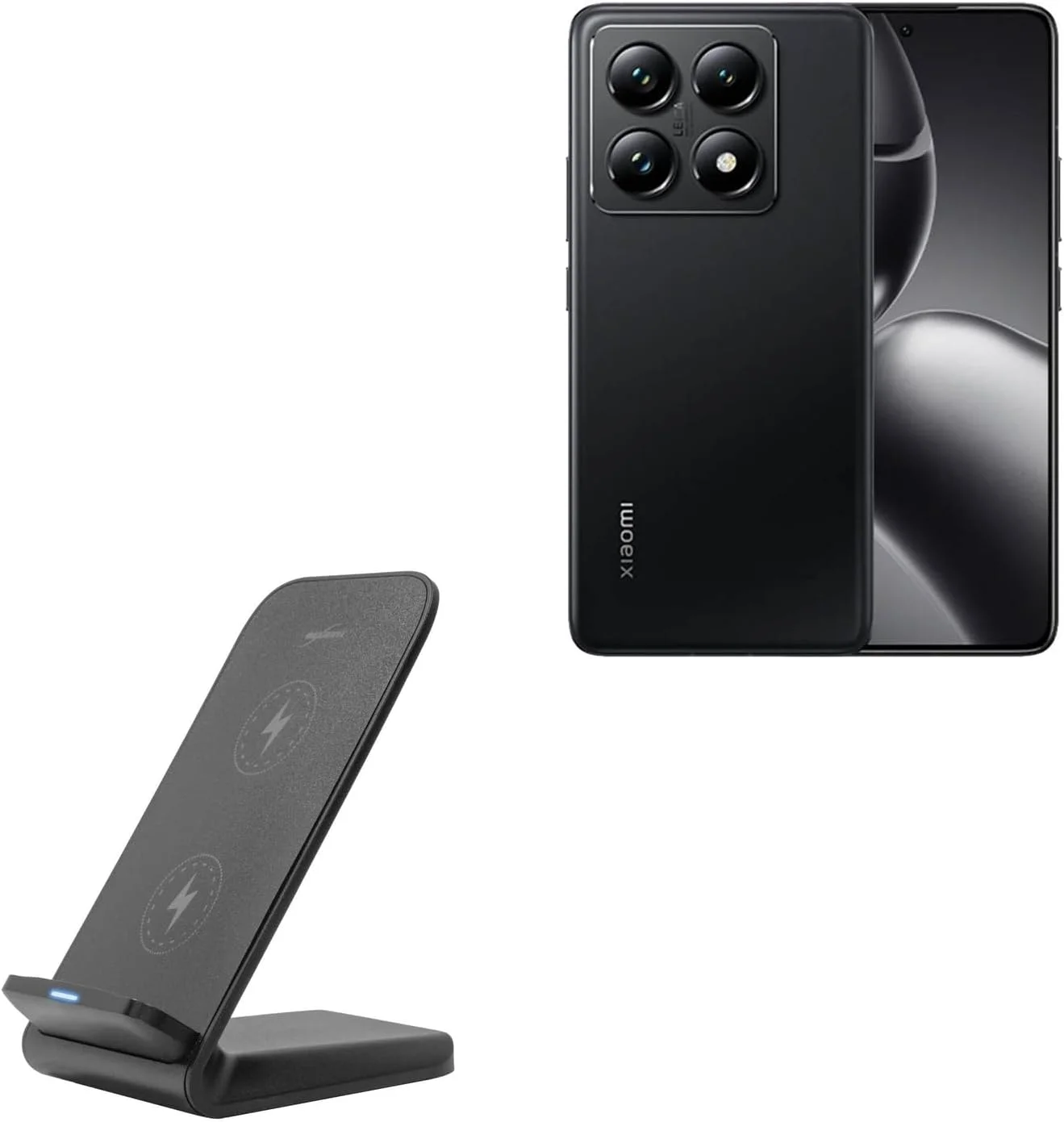 پایه شارژر بی‌سیم سریع BoxWave سازگار با Xiaomi 14T Pro (15 وات)، شارژ بی‌سیم Qi رومیزی - مشکی جت