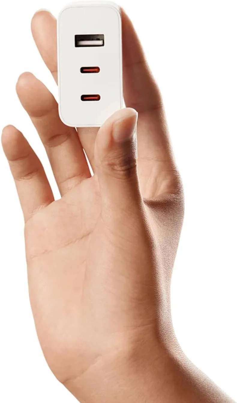 شارژر 67 واتی GaN شیائومی (مدل A07ZMUS) سه پورت (2 پورت Type C + USB) (شامل کابل C به C) سازگار با اندروید، آیفون، آیپد و غیره - سفید