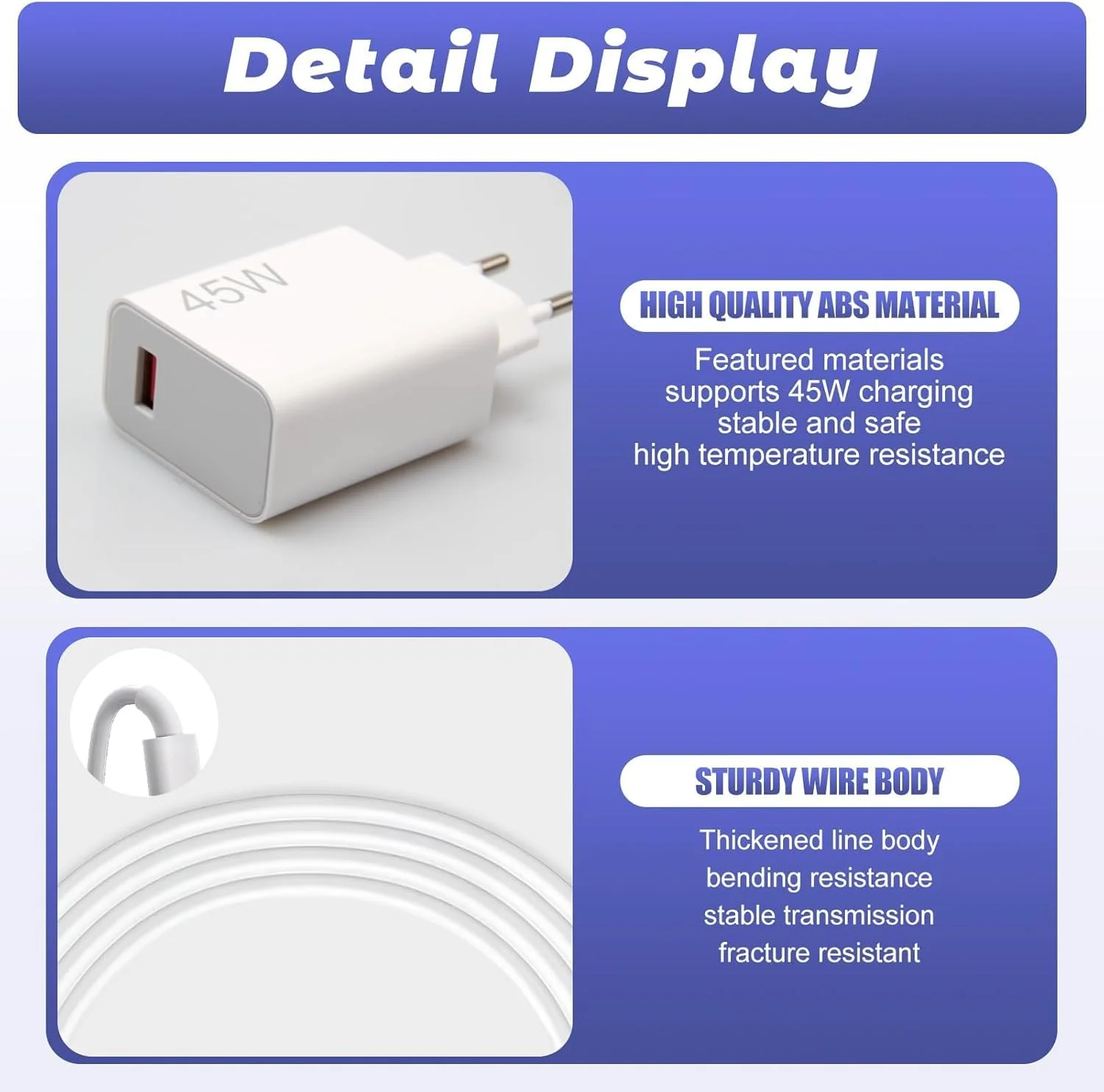 شارژر USB 45 واتی برای شیائومی ردمی نوت 14 5G 13 12 11 پرو، شارژر سریع USB تلفن همراه 45 واتی با کابل شارژ 6 آمپر 2 متری Type C برای شیائومی 14T Pro Poco X7 M7Pro M6 Pad 7 شارژر USB 45 واتی برای شیائومی ردمی نوت 14 5G 13 12 11 پرو، شارژر سریع USB تلفن همراه 45 واتی با کابل شارژ 6 آمپر 2 متری Type C برای شیائومی 14T Pro Poco X7 M7Pro M6 Pad 7
