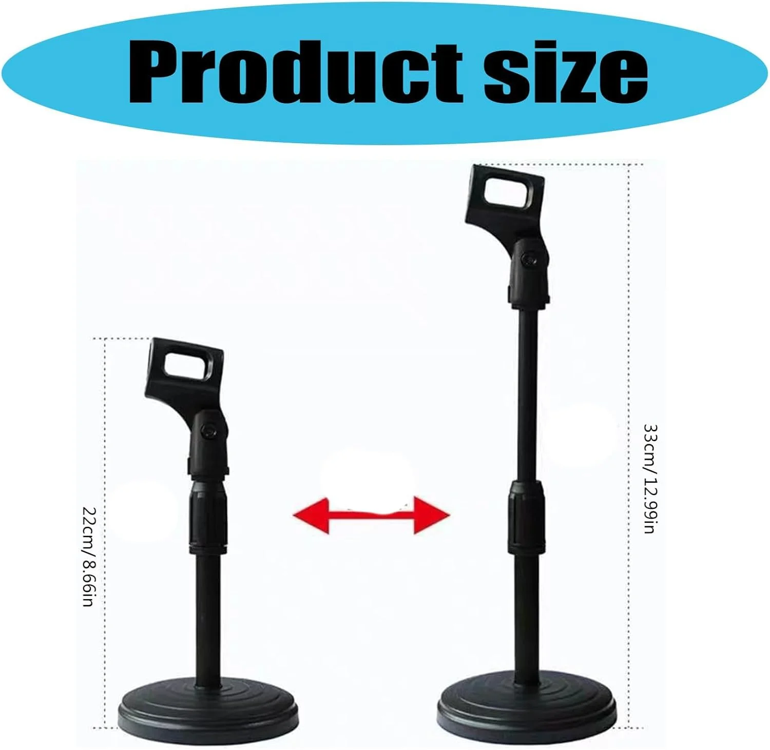 پایه میکروفون رومیزی قابل حمل SKEIDO - پایه میکروفون رومیزی قابل تنظیم برای استودیو، مصاحبه های میدانی و پادکست (مشکی)