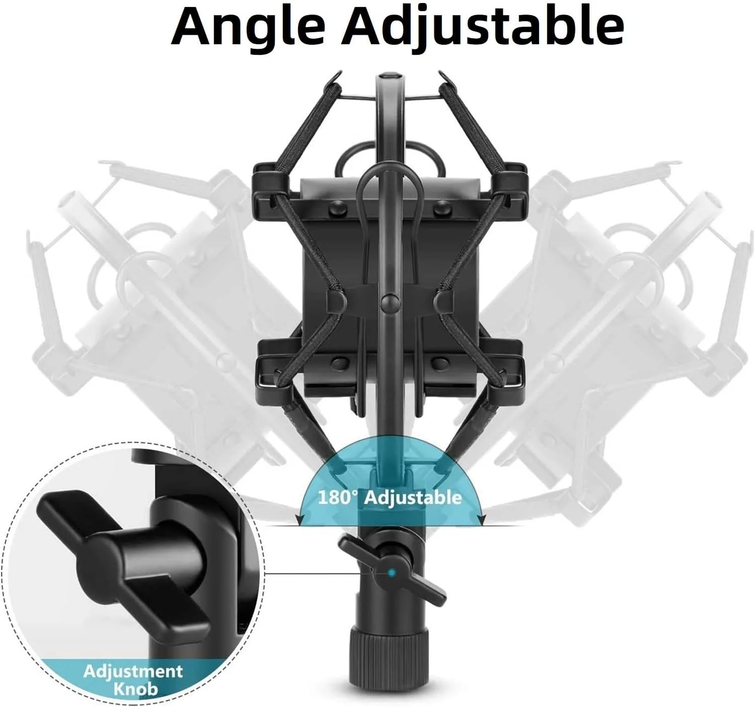 لرزه گیر فلزی میکروفون استودیویی SKEIDO، گیره نگهدارنده میکروفون عنکبوتی مناسب برای پخش، کامپیوتر BM 700 800 BM-800 BM-700 (مشکی)