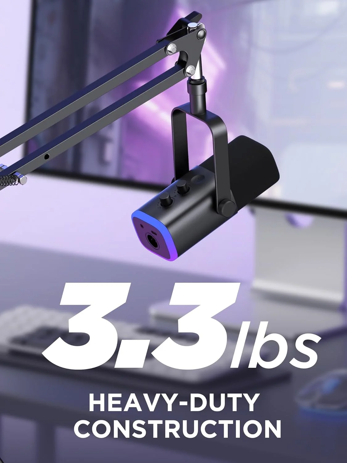 بازوی میکروفون InnoGear، پایه نگهدارنده میکروفون بوم ارتقا یافته با آداپتور گیره پیچ 3/8 اینچ به 5/8 اینچ برای Black Yeti Snowball، Yeti Nano، Yeti x و سایر میکروفون ها