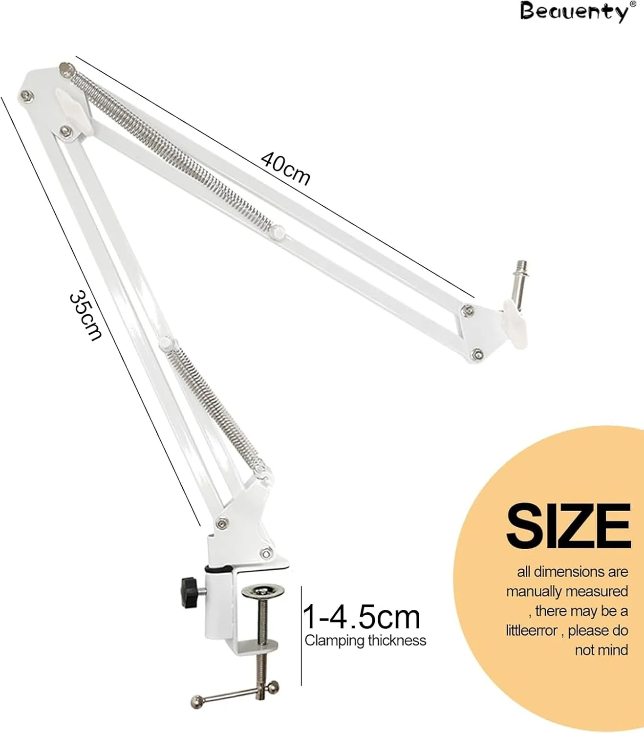 پایه میکروفون قیچی بازویی Beauenty، پایه میکروفون قیچی بازویی تعلیق قابل تنظیم با گیره نصب روی میز و گیره میکروفون، پایه بازویی میکروفون سنگین برای پخش آنلاین، رادیو (مدل 1)