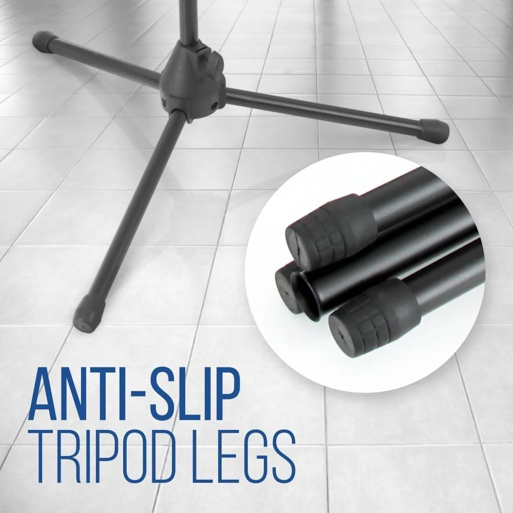 پایه میکروفون سه پایه تاشو Pyle - پایه میکروفون جهانی با قابلیت تنظیم ارتفاع از 95 سانتی متر تا 165 سانتی متر با بازوی تلسکوپی قابل گسترش تا 71 سانتی متر - مکانیزم قفل کششی PMKS3