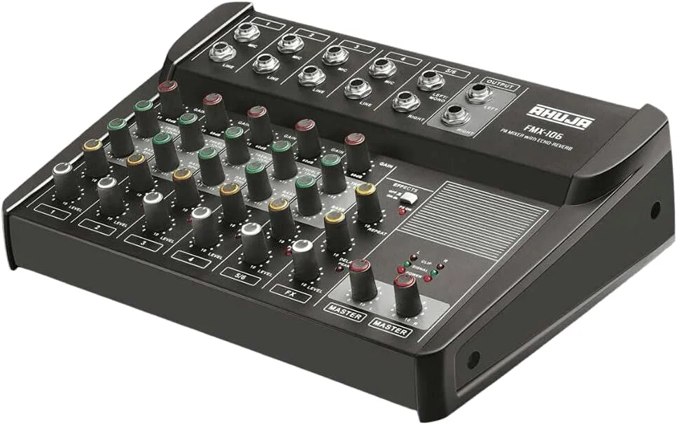 میکسر صوتی 6 کانال Ahuja FMX-106 با افکت اکو و ریورب میکسر صوتی 6 کانال Ahuja FMX-106 با افکت اکو و ریورب
