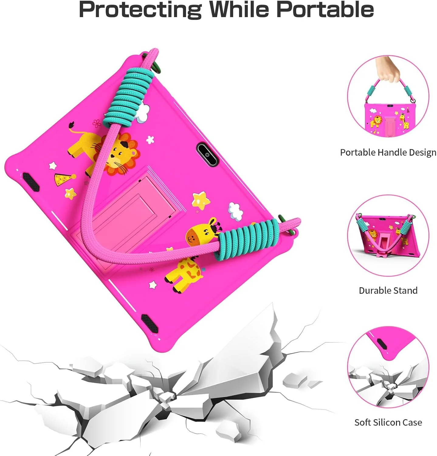 تبلت کودکانه پریتوم 10 اینچی با اندروید 13 و بند گردنی، 64 گیگابایت، تبلت کودک برای کودکان 3 سال به بالا (صورتی) تبلت کودکانه پریتوم 10 اینچی با اندروید 13 و بند گردنی، 64 گیگابایت، تبلت کودک برای کودکان 3 سال به بالا (صورتی)