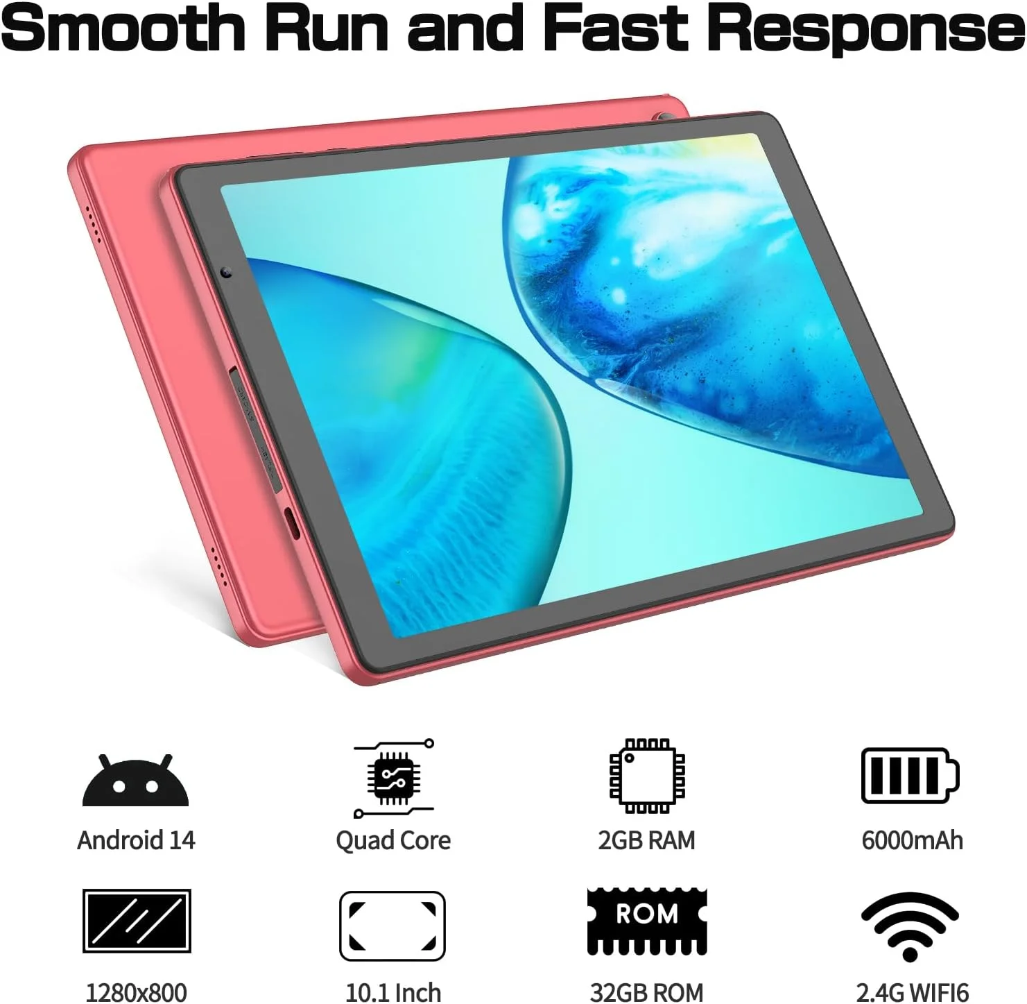 تبلت 10 اینچی پریتوم با اندروید 14، حافظه داخلی 32 گیگابایت، باتری 6000 میلی آمپر، قابل ارتقا تا 1024 گیگابایت، پردازنده چهار هسته ای، صفحه نمایش HD IPS، دوربین، وای فای، بلوتوث، تبلت PC (صورتی)