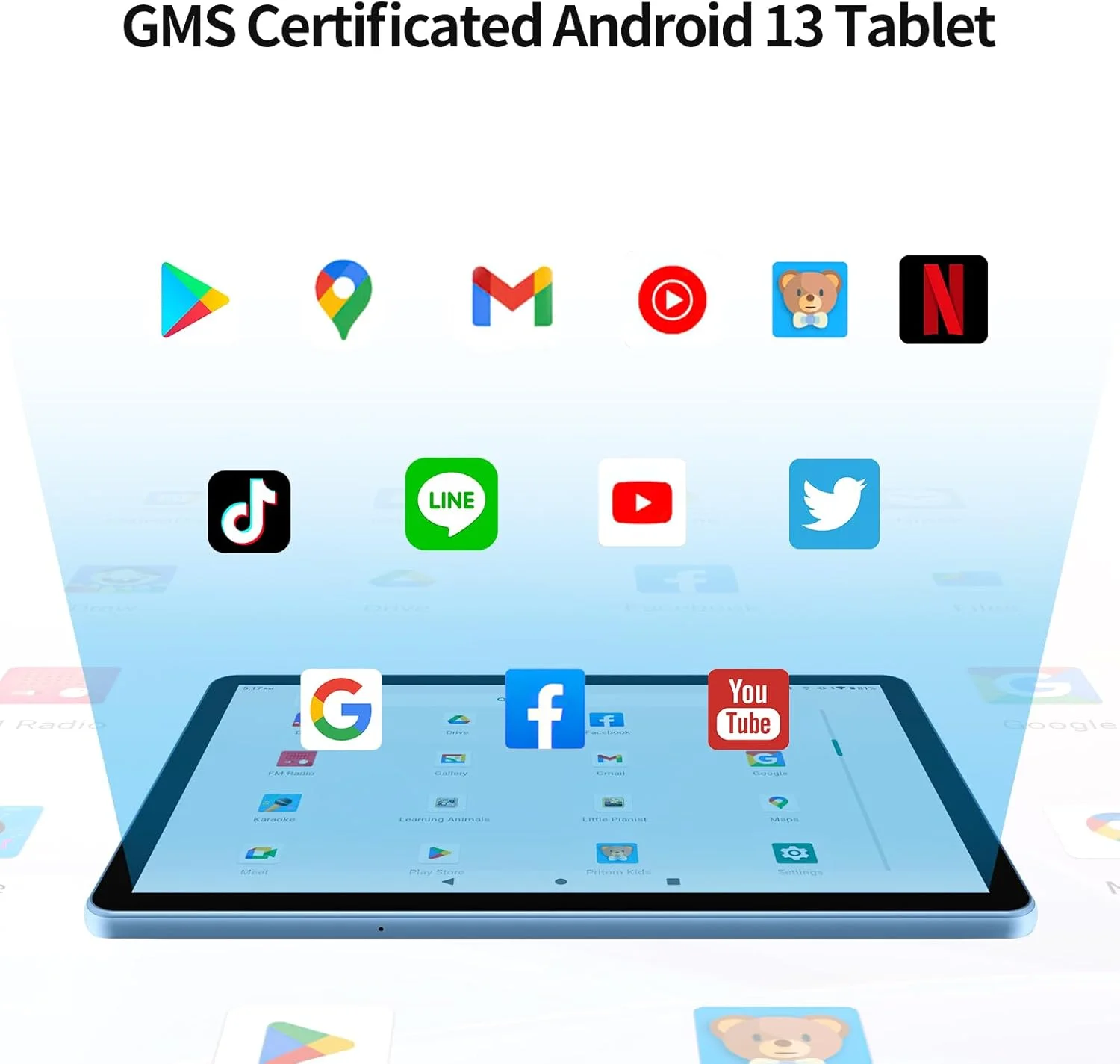 تبلت 10.1 اینچی پریتوم با اندروید 13، پردازنده هشت هسته ای، 8 گیگابایت رم، 64 گیگابایت حافظه داخلی قابل ارتقا تا 512 گیگابایت، باتری 6000 میلی آمپر، صفحه نمایش لمسی HD IPS، وای فای 6 5G/2.4G، بلوتوث 5.0، پشتیبانی از تقسیم صفحه نمایش و ویجت (آبی)