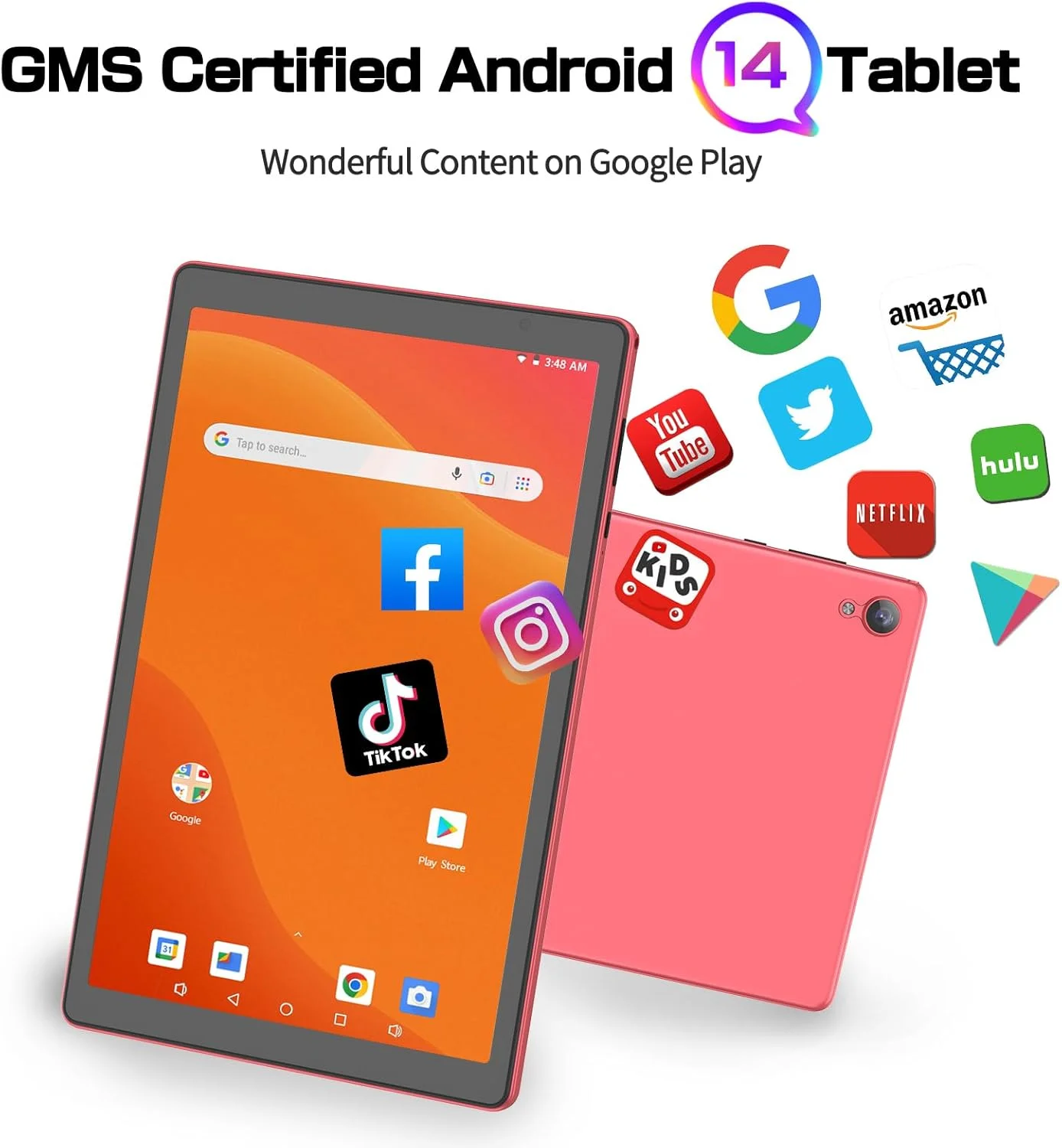 تبلت 10 اینچی پریتوم با اندروید 14، حافظه داخلی 32 گیگابایت، باتری 6000 میلی آمپر، قابل ارتقا تا 1024 گیگابایت، پردازنده چهار هسته ای، صفحه نمایش HD IPS، دوربین، وای فای، بلوتوث، تبلت PC (صورتی)