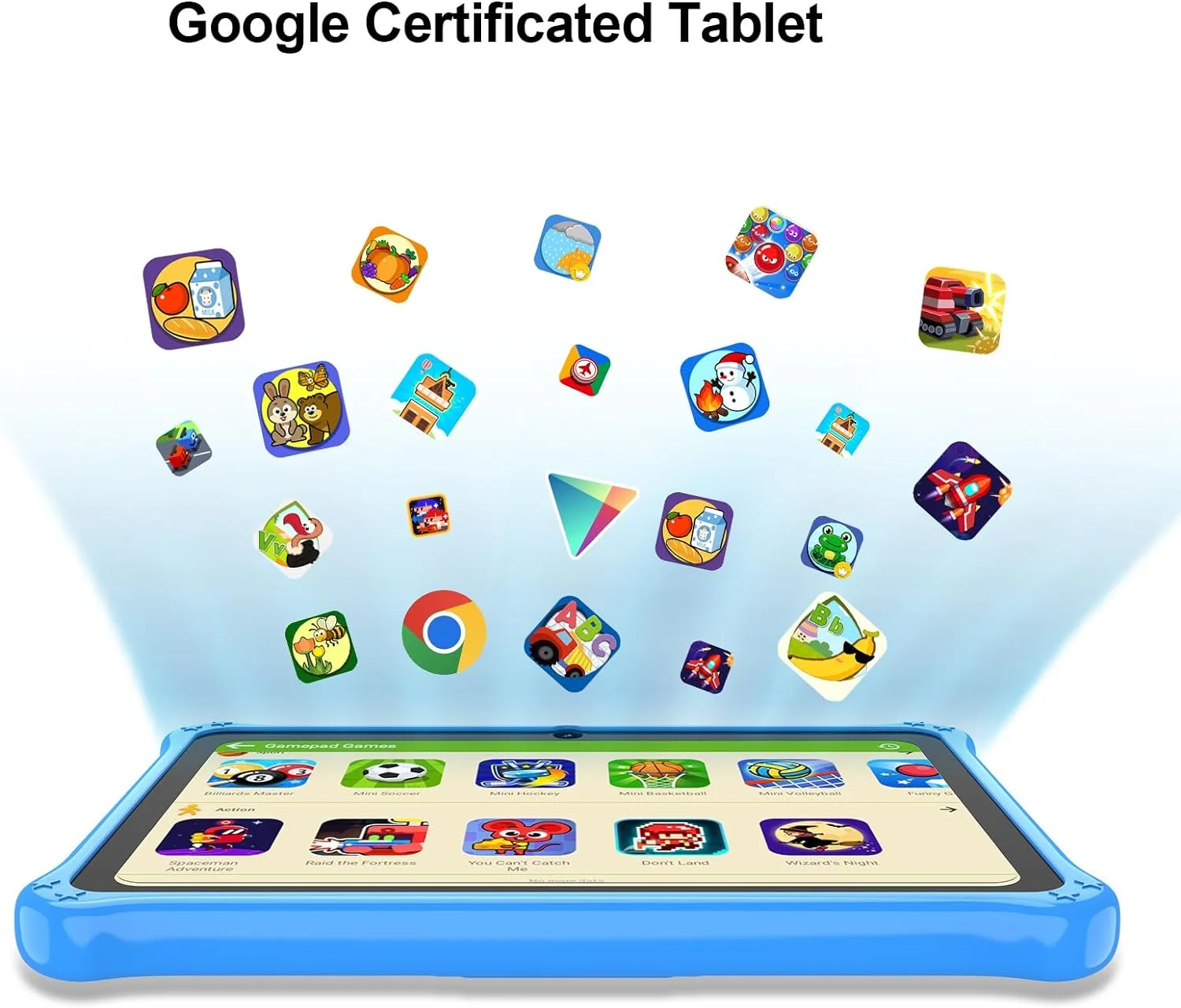 تبلت کودکانه 7 اینچی پریتوم با بند گردنی، تبلت 32 گیگابایتی اندروید 13 مناسب کودکان با وای فای، دوربین دوگانه، آموزش، بازی، نرم افزار کودکانه از پیش نصب شده، کنترل والدین، آبی